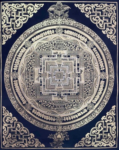 Buddhist Handmade Thangka Of Kalachakra Mandala, [hand Painted]