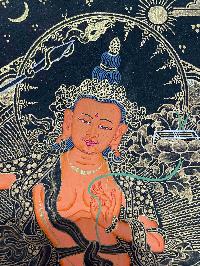 Buddhist Handmade Thangka Painting Of Manjushri, Manjushree, [real Gold, Hand Painted]