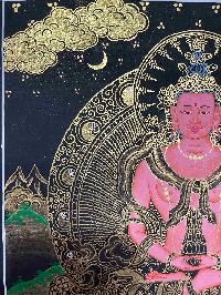 Buddhist Handmade Thangka Painting Of Aparimita, Amitayus, [real Gold, Hand Painted], Amitayus, Chepame