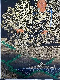 Buddhist Handmade Thangka Painting Of Padmasambhava, Guru Rimpuche [real Gold, Hand Painted]