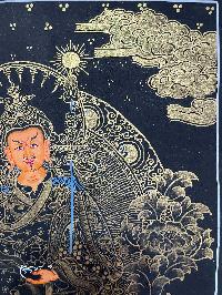 Buddhist Handmade Thangka Painting Of Padmasambhava, Guru Rimpuche [real Gold, Hand Painted]