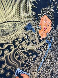 Buddhist Handmade Thangka Painting Of Padmasambhava, Guru Rimpuche [real Gold, Hand Painted]