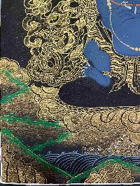 Buddhist Handmade Thangka Painting Of Vajrapani [chana Dorje], [chana Dorje], [real Gold, Hand Painted]