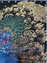 Buddhist Handmade Thangka Painting Of Vajrapani [chana Dorje], [chana Dorje], [real Gold, Hand Painted]
