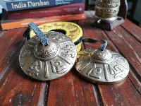 Buddhist Bronze Tingsha [om Mane Padme Om] With Cover