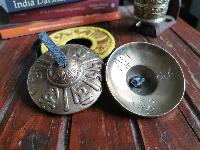 Buddhist Bronze Tingsha [om Mane Padme Om] With Cover
