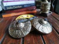 Buddhist Bronze Tingsha [om Mane Padme Om] With Cover