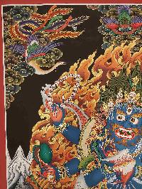 Buddhist Handmade Thangka Of Mahakala 6 Arms, [real Gold], [hand Painted]