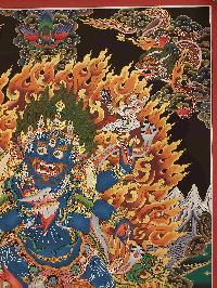 Buddhist Handmade Thangka Of Mahakala 6 Arms, [real Gold], [hand Painted]