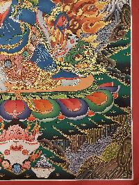 Buddhist Handmade Thangka Of Mahakala 6 Arms, [real Gold], [hand Painted]