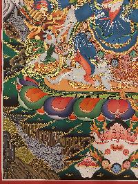 Buddhist Handmade Thangka Of Mahakala 6 Arms, [real Gold], [hand Painted]