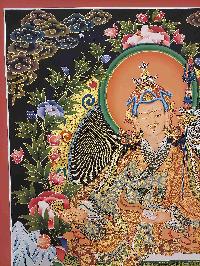 Buddhist Handmade Thangka Of Padmasambhava, Guru Rimpochhen, [real Gold, Hand Painted]