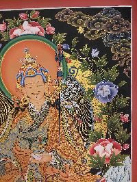 Buddhist Handmade Thangka Of Padmasambhava, Guru Rimpochhen, [real Gold, Hand Painted]
