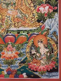 Buddhist Handmade Thangka Of Padmasambhava, Guru Rimpochhen, [real Gold, Hand Painted]