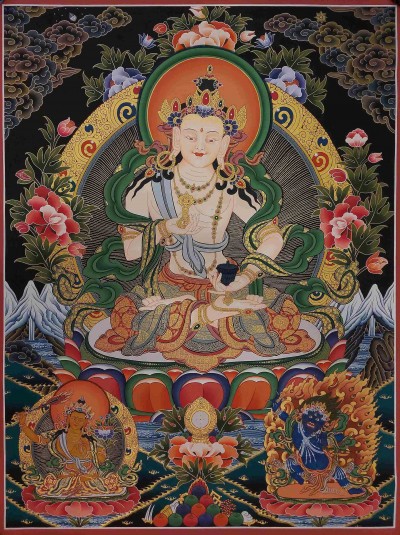 Buddhist Handmade Thangka Of Vajrasattva, [real Gold, Hand Painted]