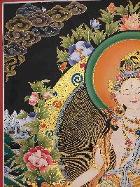 Buddhist Handmade Thangka Of White Tara, [real Gold, Hand Painted] Three Long Life Deities