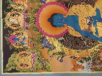 Buddhist Handmade Thangka Of Medicine Buddha, [real Gold, Hand Painted], Real Gold