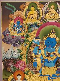 Buddhist Handmade Thangka Of Vajradhara With Consort, [shakti], Yab-yum, [real Gold, Hand Painted], Real Gold