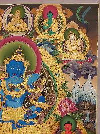 Buddhist Handmade Thangka Of Vajradhara With Consort, [shakti], Yab-yum, [real Gold, Hand Painted], Real Gold