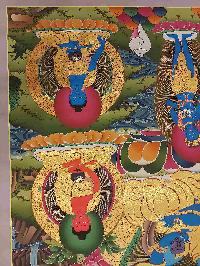 Buddhist Handmade Thangka Of Vajradhara With Consort, [shakti], Yab-yum, [real Gold, Hand Painted], Real Gold