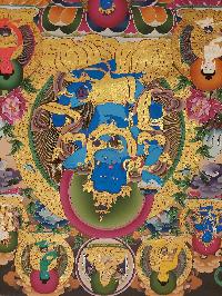 Buddhist Handmade Thangka Of Vajradhara With Consort, [shakti], Yab-yum, [real Gold, Hand Painted], Real Gold