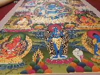 Buddhist Handmade Thangka Of Vajradhara With Consort, [shakti], Yab-yum, [real Gold, Hand Painted], Real Gold