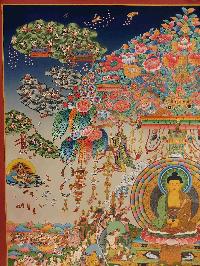 Buddhist Handmade Thangka Of Buddha Life Story, [real Gold, Hand Painted], Real Gold