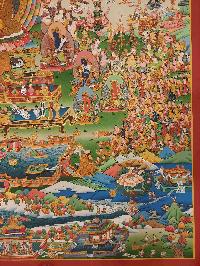 Buddhist Handmade Thangka Of Buddha Life Story, [real Gold, Hand Painted], Real Gold