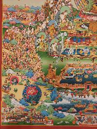 Buddhist Handmade Thangka Of Buddha Life Story, [real Gold, Hand Painted], Real Gold