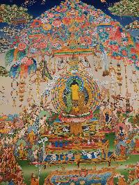 Buddhist Handmade Thangka Of Buddha Life Story, [real Gold, Hand Painted], Real Gold