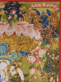 Buddhist Handmade Thangka Of Chenrezig, Avalokiteshvara, [real Gold, Hand Painted], Real Gold