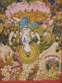 Buddhist Handmade Thangka Of Chenrezig, Avalokiteshvara, [real Gold, Hand Painted], Real Gold