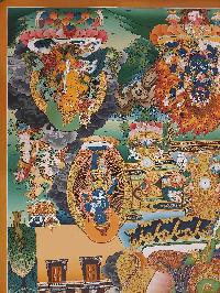 Buddhist Handmade Thangka Of Green Tara, [real Gold, Hand Painted], Real Gold