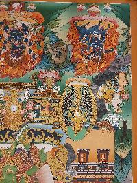 Buddhist Handmade Thangka Of Green Tara, [real Gold, Hand Painted], Real Gold