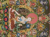 Buddhist Handmade Thangka Of White Tara, [real Gold, Hand Painted], Real Gold