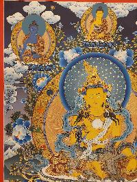 Buddhist Handmade Thangka Of Ksitigarbha - Bodhisattva, [real Gold, Hand Painted], Real Gold