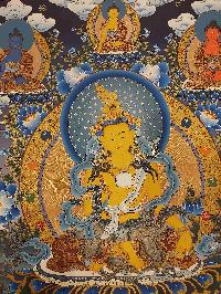 Buddhist Handmade Thangka Of Ksitigarbha - Bodhisattva, [real Gold, Hand Painted], Real Gold