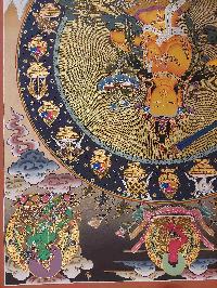 Buddhist Handmade Thangka Of Manjushri, [real Gold, Hand Painted], Real Gold