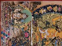 Buddhist Handmade Thangka Of Manjushri, [real Gold, Hand Painted], Real Gold
