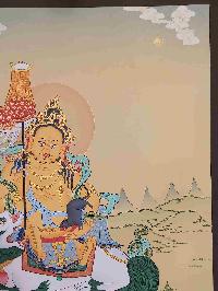 [karma Gadri Art Style], Buddhist Handmade Thangka Of Jambhala: Namtose, [hand Painted], Real Gold