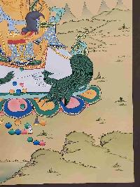 [karma Gadri Art Style], Buddhist Handmade Thangka Of Jambhala: Namtose, [hand Painted], Real Gold