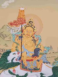 [karma Gadri Art Style], Buddhist Handmade Thangka Of Jambhala: Namtose, [hand Painted], Real Gold