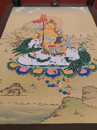 [karma Gadri Art Style], Buddhist Handmade Thangka Of Jambhala: Namtose, [hand Painted], Real Gold
