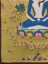 [karma Gadri Art Style], Buddhist Handmade Thangka Of Samantabhadra, [hand Painted], Real Gold