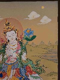 [karma Gadri Art Style], Buddhist Handmade Thangka Of Samantabhadra, Fushyeng [hand Painted], Real Gold