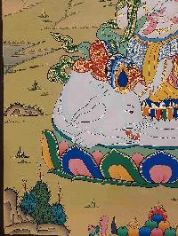 [karma Gadri Art Style], Buddhist Handmade Thangka Of Samantabhadra, Fushyeng [hand Painted], Real Gold