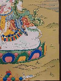 [karma Gadri Art Style], Buddhist Handmade Thangka Of Samantabhadra, Fushyeng [hand Painted], Real Gold