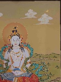 [karma Gadri Art Style], Buddhist Handmade Thangka Of Bodhisattva, [hand Painted], Real Gold