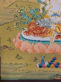 [karma Gadri Art Style], Buddhist Handmade Thangka Of Bodhisattva, [hand Painted], Real Gold