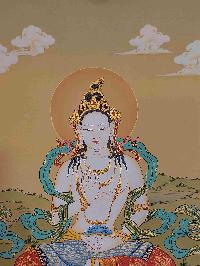 [karma Gadri Art Style], Buddhist Handmade Thangka Of Bodhisattva, [hand Painted], Real Gold